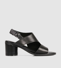 Black Leather Block Heel