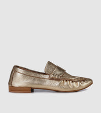 Gold Metallic Leather Loafer