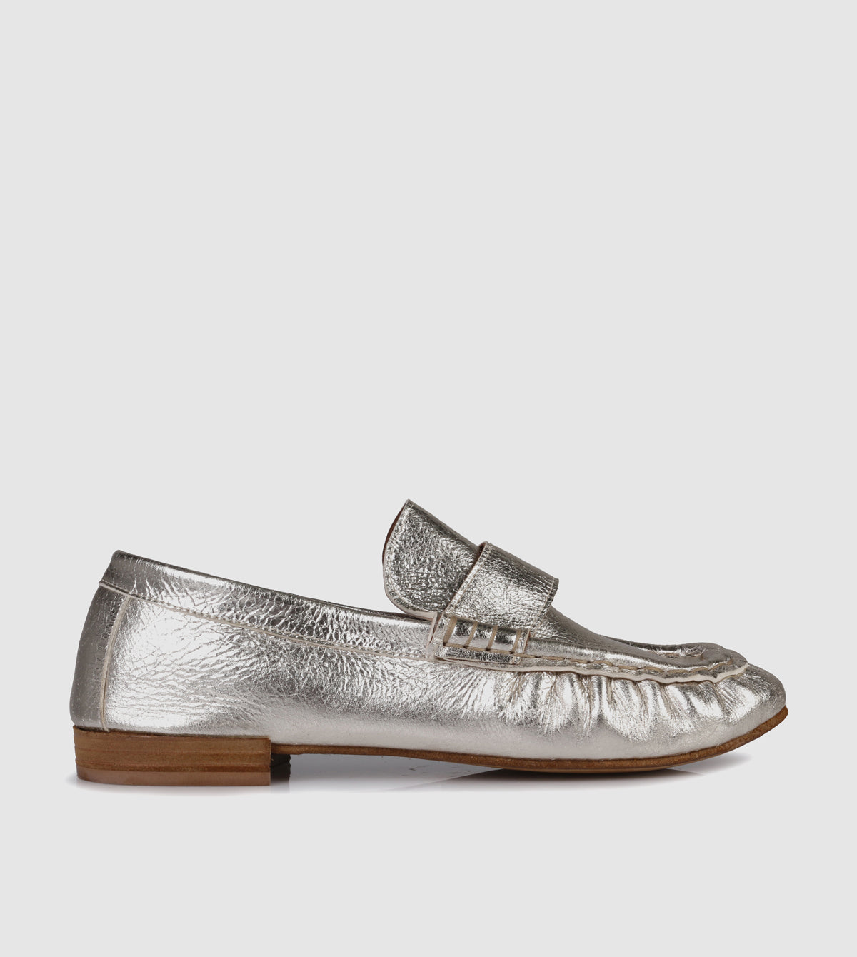 Silver Metallic Leather Loafer